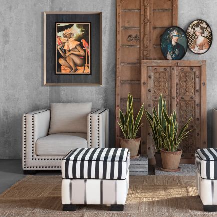 Puff Upholstered Stripes 'Rebelo' | Procomobel