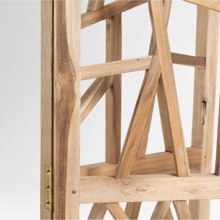 Detalle acabado de madera Biombo de Madera Natural Avaline