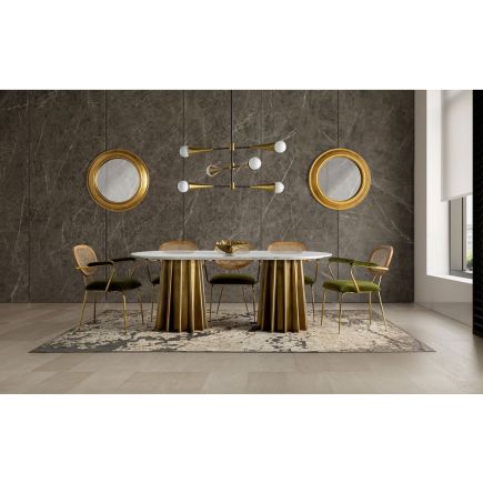 Mesa de Comedor Ovalada Mármol ‘Gold’