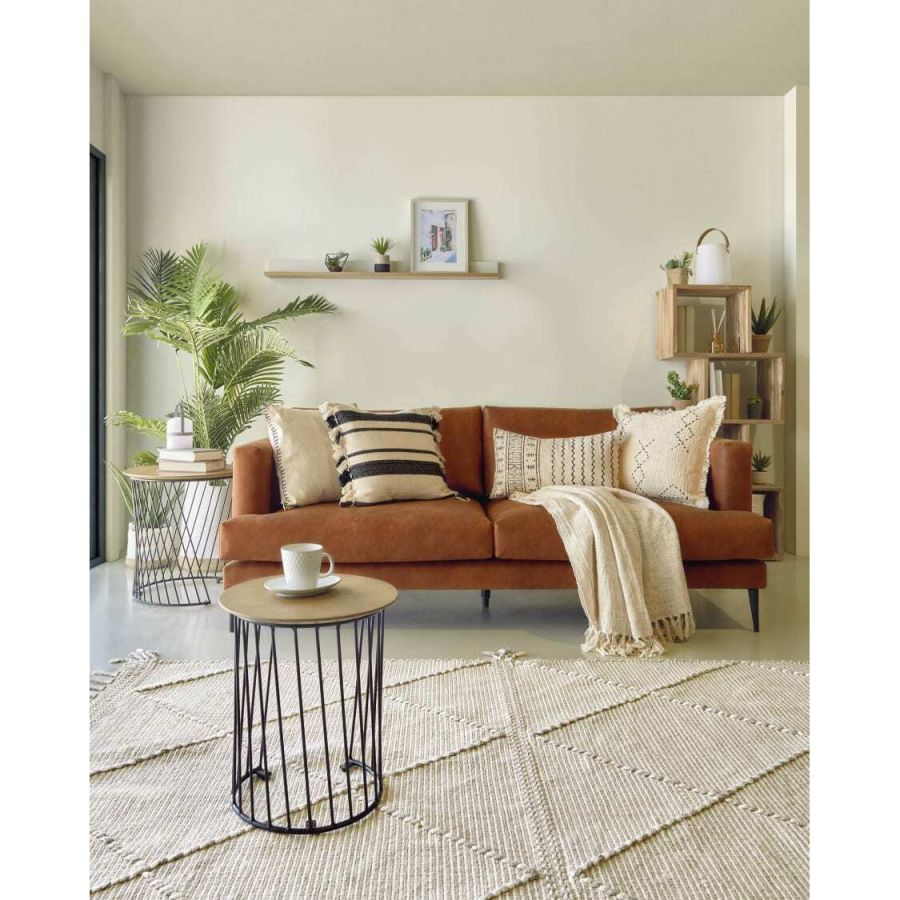 Leather Effect Upholstered Sofa 2 Seats 'Tanya'