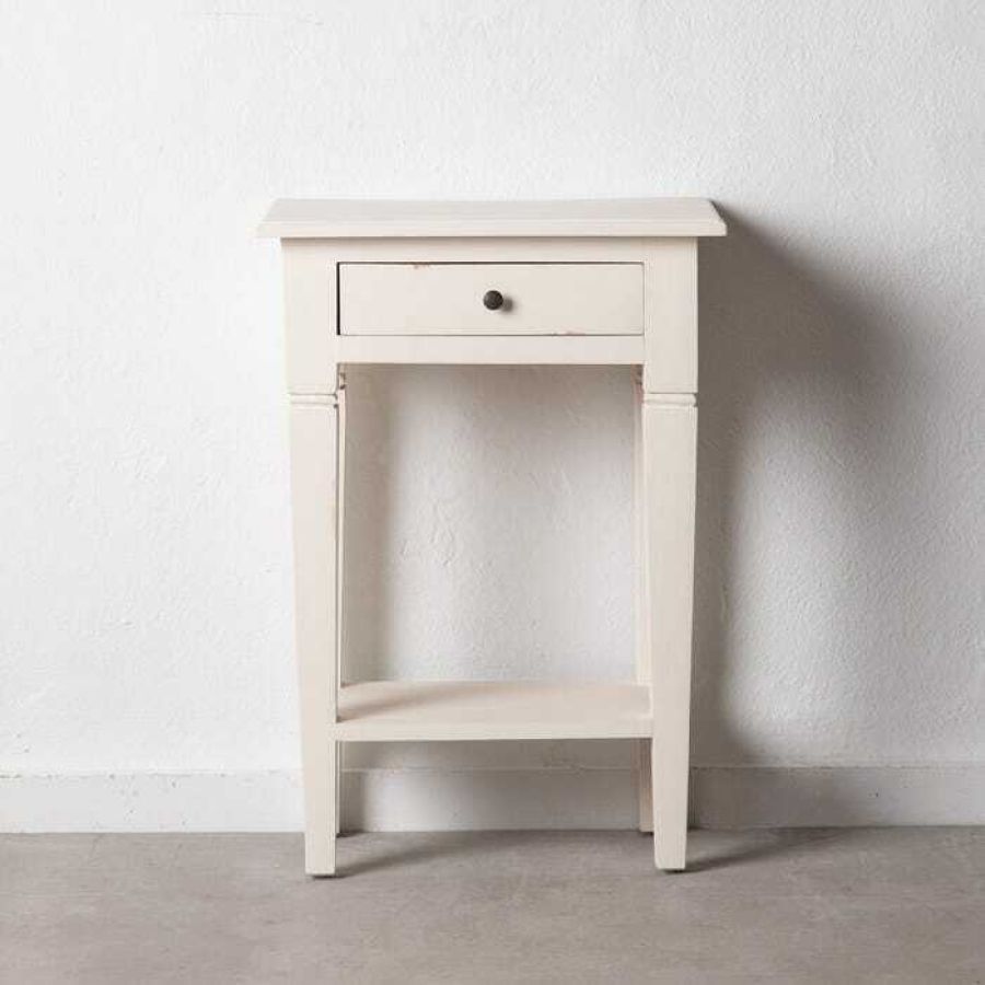 White Wooden Bedside Table 'MIlla'