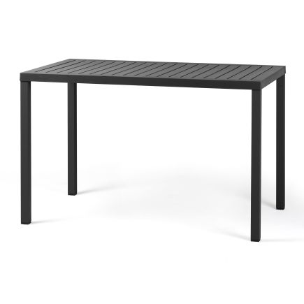 Vista Frontal Mesa Comedor de Exterior Cube. Color de la Estructura: Antracite / Tamaño (cm): 120x70x75.5