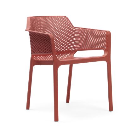 Vista Frontal Silla Exterior ‘Net’. Color de la Estructura: Corallo