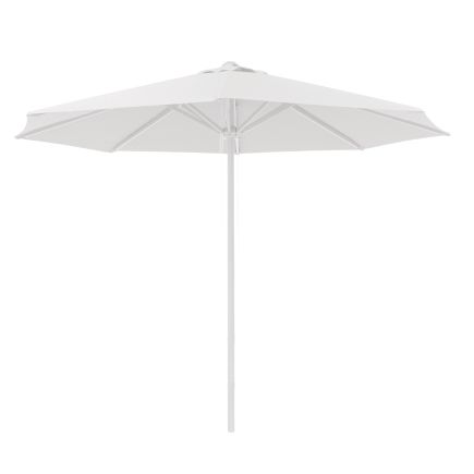 Vista Frontal Parasol Redondo Aluminio ‘Rosal’. Tamaño (cm): Ø300x240 / Color: Estructura Blanca
