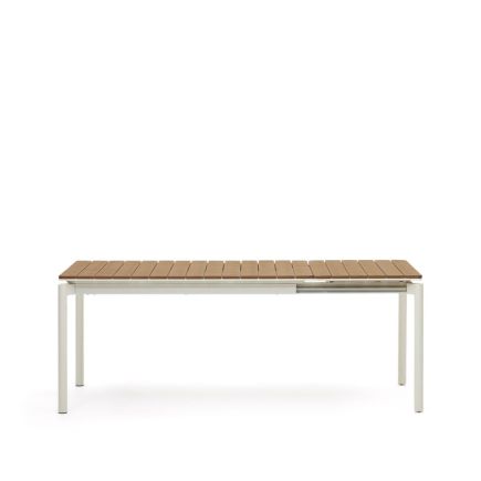 Vista Frontal Abierta Mesa Exterior Extensible Canyelles Blanco