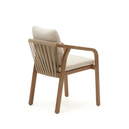 Vista Trasera Silla de Madera y Cuerda Malaret Beige
