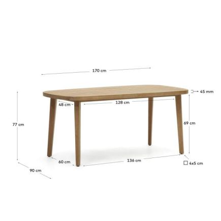 Medidas Mesa de Comedor Exterior Madera ‘Maset’