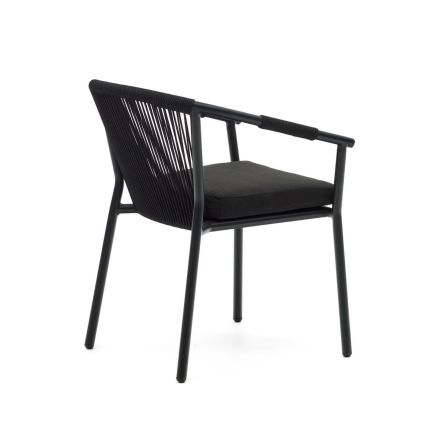 Vista Trasera Silla Exterior Apilable Xelida Negro