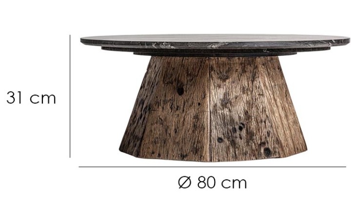 Marble and Wood Coffee Table 'Constantin'