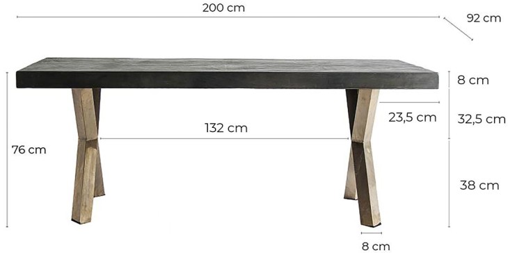 Bayle Wood and Iron Dining Table 'Bayle'