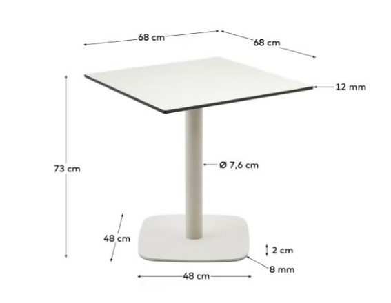 Square White Metal Outdoor Table 'Dina'