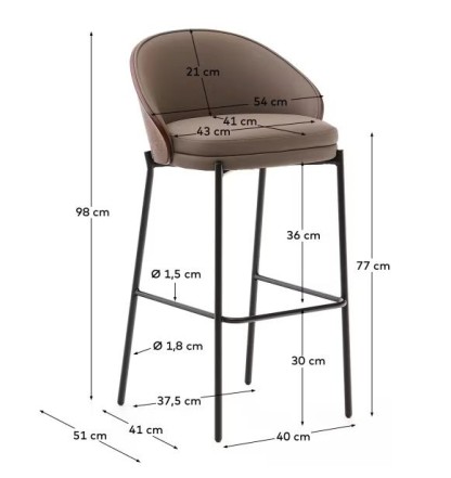 Brown faux leather stool 'Eamy'
