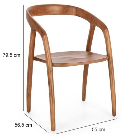 Varnished Teak Wood 'Boa' Chair