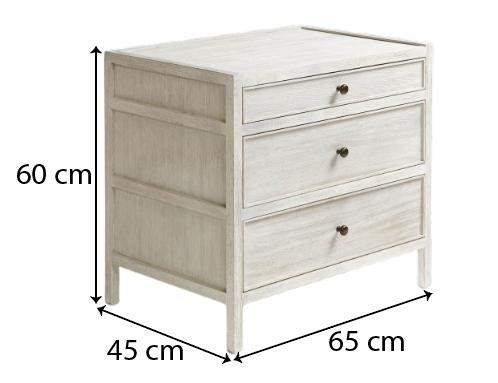 White Nightstand with 3 drawers 'Aguiar'