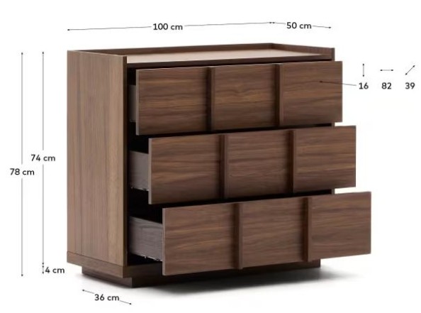 Onix' Walnut Chest of Drawers