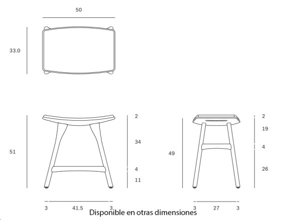 Upholstered Teak Stool 'Osso'
