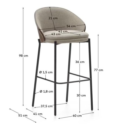Light Brown Chenille 'Eamy' Stool'