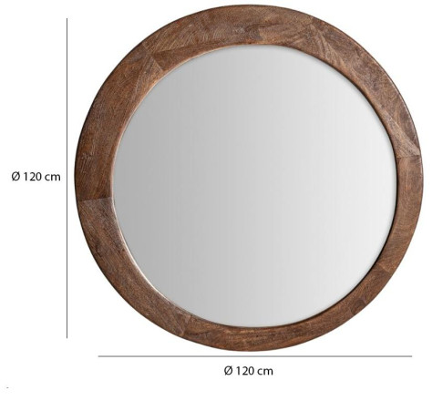 Round Wooden 'Gauvin' Mirror