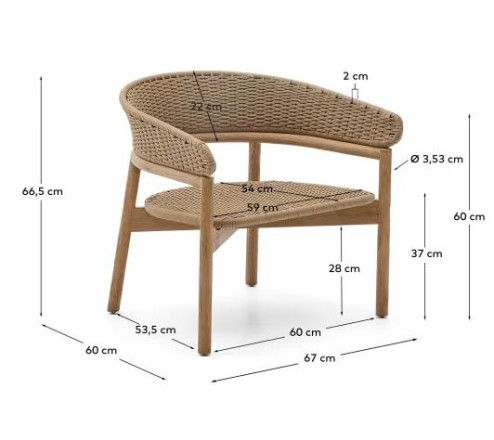 Outdoor Wood and Rope Armchair 'Arinella'
