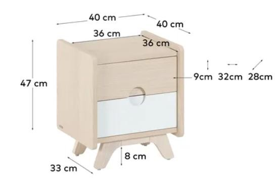 Nunila' Ash Wood Bedside Table