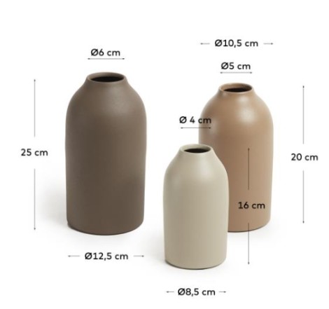Set of 3 Metal Vases 'Thiara'