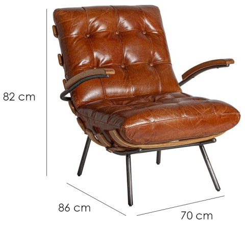 Metal and Leather Armchair 'Belin'